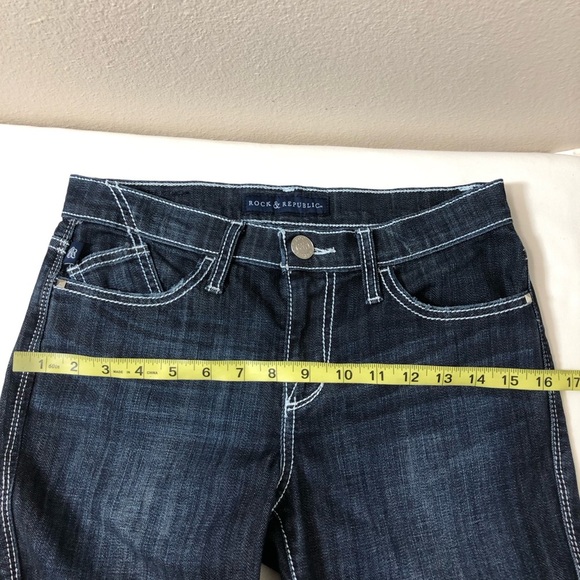 Rock & Republic Kasandra Embroidered Midrise Dark Blue  Wash Bootcut Jeans 4M - Picture 11 of 16